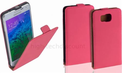 Housse etui coque pochette PU cuir fine pour Samsung Galaxy Alpha G850F + film ecran - ROSE - htdmobiles