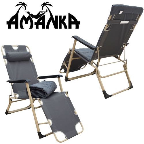 Amanka Chaise Longue Pliante Transat Pliant 178cm En Acier Poids Supporte 150kg Appuie Tete Et Couss Mobilier De Jardin Achat Prix Fnac