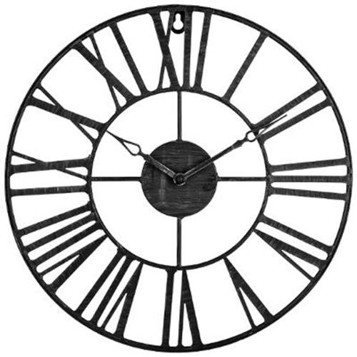 Pendule murale en m&eacute;tal Vintage Industriel noir D 36,5 cm