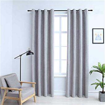 vidaXL Gordijn verduisterend met metalen ringen 2 st 140x245 cm grijs134466 - 1