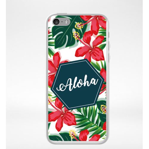 Coque Aloha Tropical Fond Blanc Compatible Iphone 5c Transparent