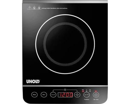 Plaque à induction unold double élégance 2000 w acier inoxydable, noir 58105