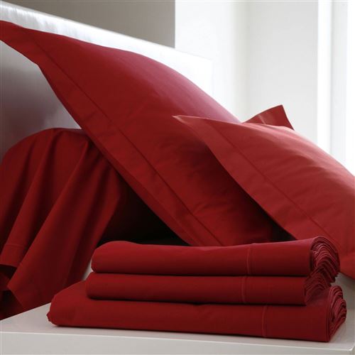 Drap housse Coton BLANC DES VOSGES - Carmin - 80 x 200 cm