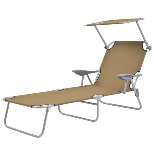 Vidaxl Marron Chaise Longue H. 27 Cm L. 58 Cm En Acier Pliable - Image 1