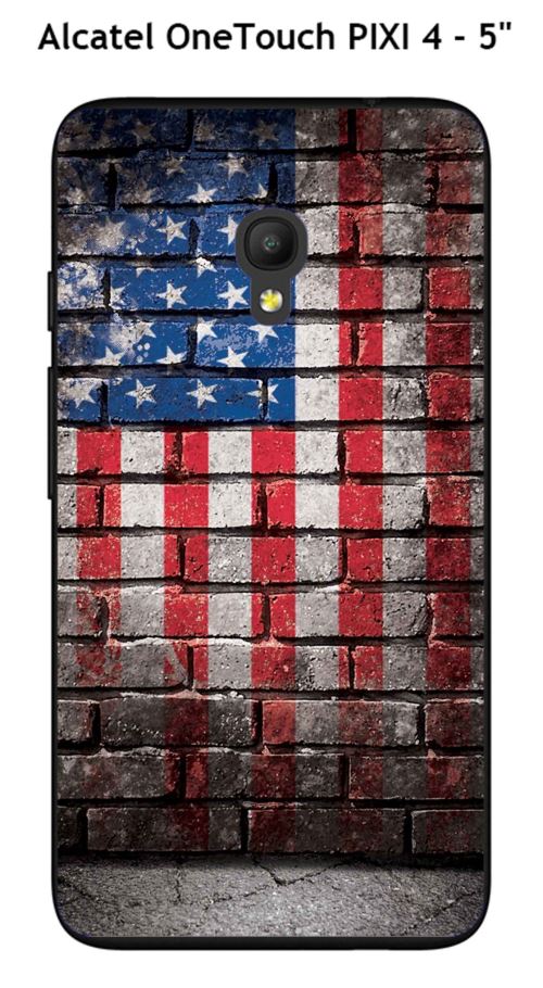 Coque TPU gel souple Alcatel OneTouch PIXI 4 - 5 design USA flag