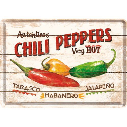 Reklame Verlag Plaque en metal 10 x 14 cm - Chili Peppers