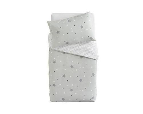 PMP Parure Imprimée Housse de Couette Taie Etoiles Gris 100 x 140 cm