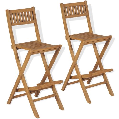 Vidaxl Marron Tabourets Pliables De Bar D Extérieur Lot De 2 Bois Teck Solide