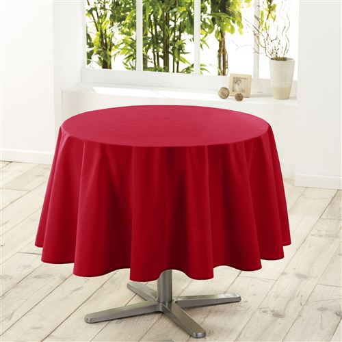 Nappe ronde (0) 180 cm polyester uni essentiel Rouge