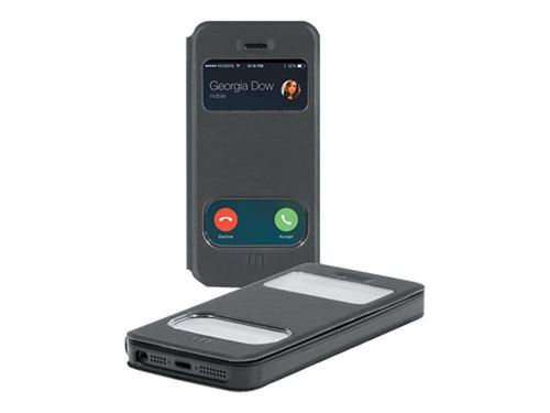 Mobilis C1 - Flip cover voor mobiele telefoon - antraciet - voor Samsung Galaxy S5 Mini