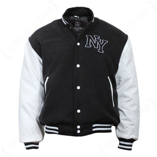 Veste de baseball avec écusson NY Noir/blanc