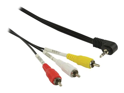 Nedis - Câble vidéo/audio - RCA mâle droit pour mini jack 4 pôles mâle incliné - 1 m - noir - rond