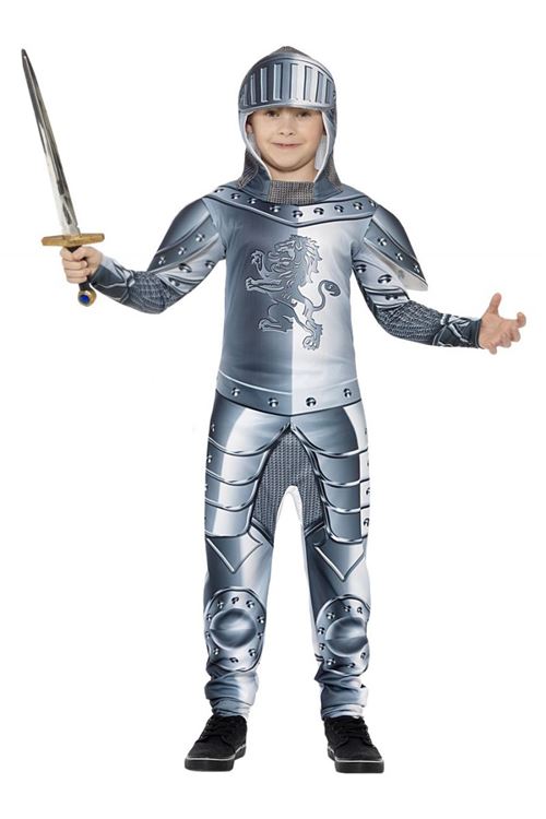 Costume Enfant Chevalier Avec Armure Deluxe - Argent - S