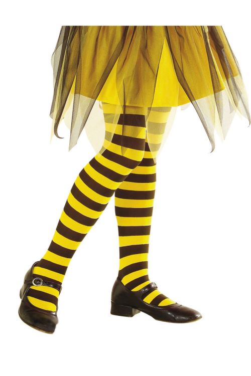 Collants Rayés Abeille Jaunes Et Noirs Enfant - Noir / Jaune - L (11-14 ans)