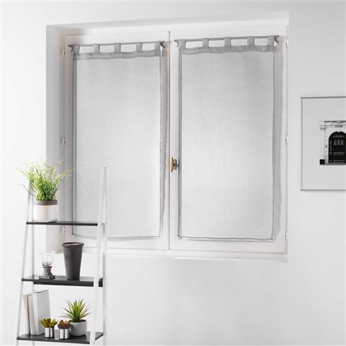 Paire droite passants 2 x 60 x 120 cm voile sable rayures pointille Gris