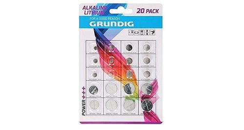 Alkaline/lithium piles bouton (lot de 20) blanc/bleu