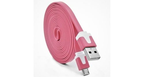 Cable Noodle 3m Micro USB pour BLACKBERRY Priv Android 3 Metres Chargeur USB Smartphone Connecteur (ROSE)