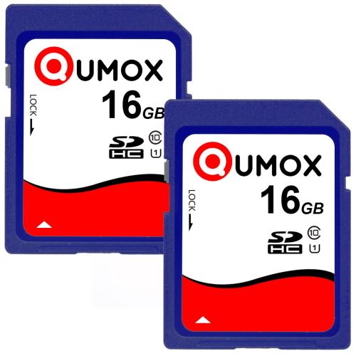 Carte mémoire SD SDHC Qumox 16 Go Class 10 UHS-I SD HC paquet de deux