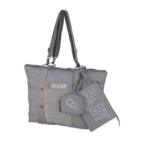 Baby on board -sac a langer - sac citizen stone chiné- format compact - compartiment central avec 4 poches - grand compartime…