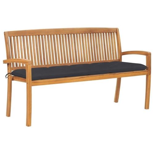 Non Communiqué Multicolore Banc De Jardin Empilable Et Coussin Vidaxl, 159 Cm, Bois De Teck Massif