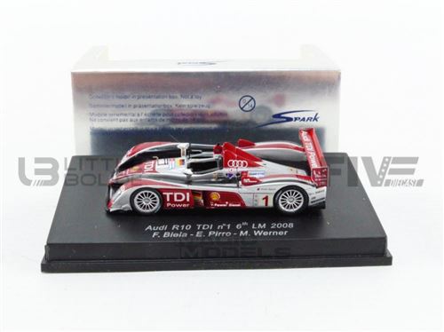 Voiture Miniature de Collection SPARK 1-87 - AUDI R10 TDI Sport - Le Mans 2008 - Red / White - 87S094