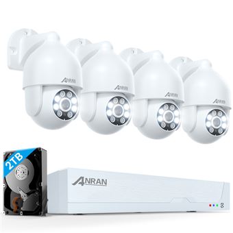 3MP Kit camera de surveillance 10.1 LCD écran HD ANRAN 4 cameras PTZ Extérieur/Intérieur 1To disque dur-Blanc - 1
