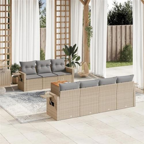 Non Communiqué Or Salon De Jardin Modulable Vidaxl Polyethylene Beige 8 Pieces X 62 X 69 7 Personnes