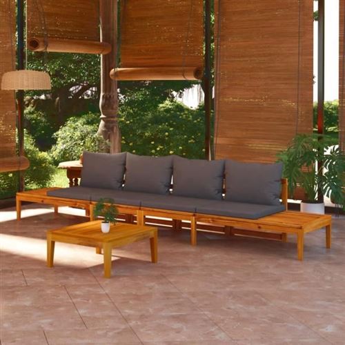 Non Communiqué Gris Vidaxl Bancs De Jardin Avec Coussins Foncé 2 Pcs Bois D'acacia 3087281