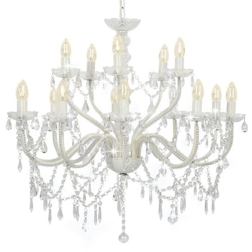 vidaXL Lustre 2 couches Blanc 15 ampoules E14