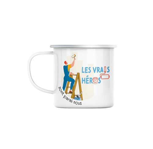 Mug en métal émaillé Les vrais héros - peintre en