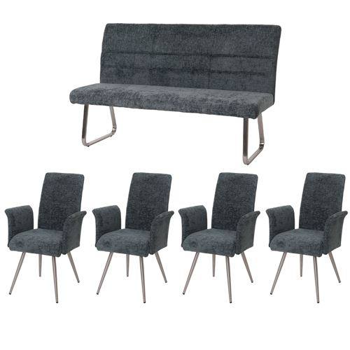 Mendler - Lot de 4 Chaises d'intérieur - Métal - Bleu - H. 100 cm - Image 3