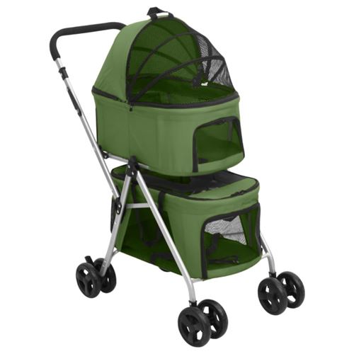 Comparer les prix de vidaXL Poussette pour chien pliante à 2 niveaux Vert 83x48x97 cm