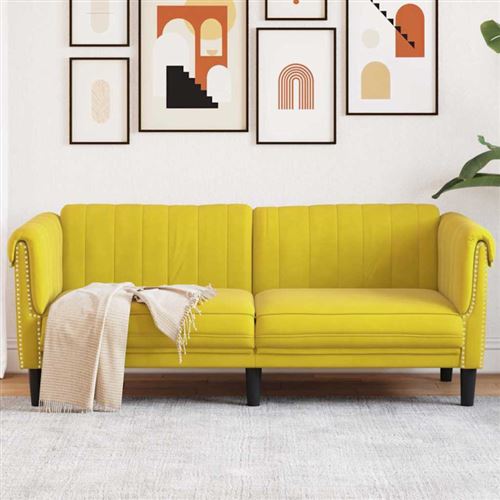 Vidaxl Jaune Canapé À 2 Places Velours - Image 2