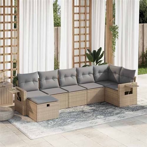 Non Communiqué Beige Salon De Jardin Modulable Vidaxl Resine 7 Personnes 7 Pieces