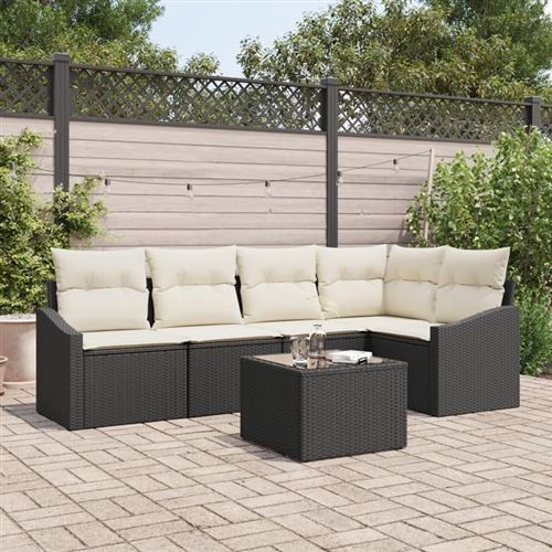 vidaXL Gartensofa-set 6 stk. Braun und Creme Poly-Rattan