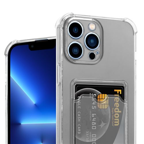 Coque antichoc porte carte iPhone 13 Pro Max (transparent) - Coque -telephone.fr