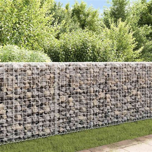 VidaXL Mur à gabion avec couvercles Acier galvanisé 200 x 20 x 85 cm