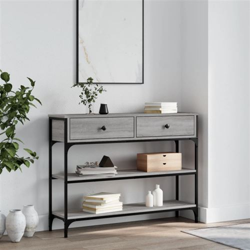 Vidaxl Gris Table Console Sonoma 100X25x75 Cm Bois D'ingénierie - Image 3