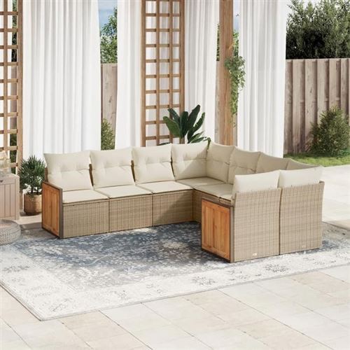 Vidaxl Beige Salon De Jardin 8 Pcs - Image 2