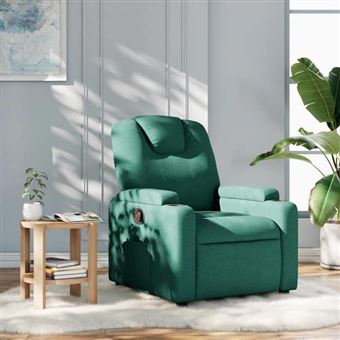 vidaXL Fauteuil réglable tissu vert foncé - 1