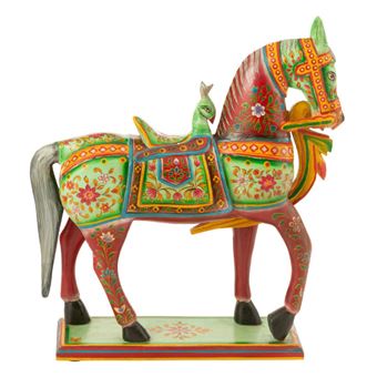 Statue Cheval en Bois "Mumbai" 58cm Multicolore - 1