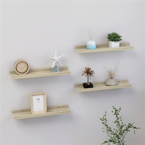 vidaXL Étagères murales 4 pcs Chêne Sonoma 40x9x3 cm