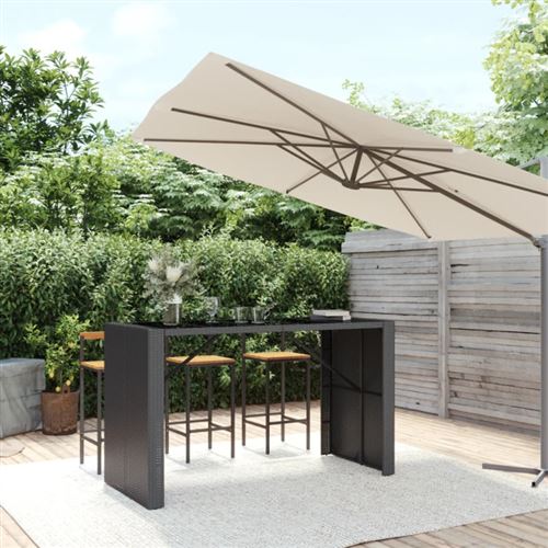 VIDAXL - Table de bar - Poly Rotin - Noir - 185x80x110 cm - Image 2