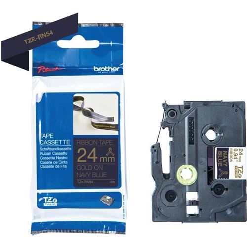 Ruban BROTHER - TZERN54 - 24mm or sur bleu fonc&eacute; - Qt 1