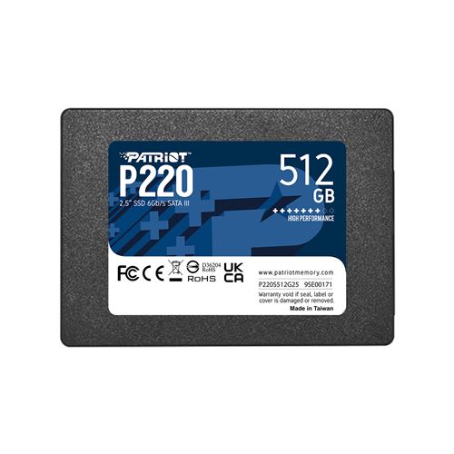 Disque Dur Patriot P220 512GB SSD 2.5" SATA - 101.99 EUR et comparatif