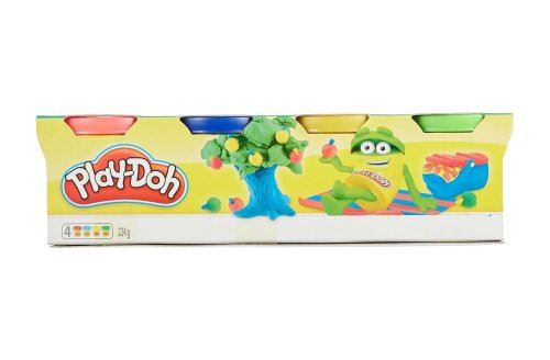 Pour play-doh - lot de 4 pots de pate a modeler 224 g - couleurs jaune  rouge  vert  bleu - set loisirs créatif enfant + 1 carte