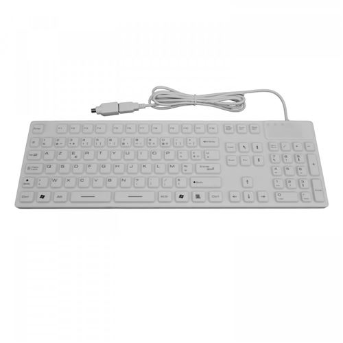 Non Communiqué Blanc Mcl - Clavier - Étanche, Filaire, Silicone - Usb, Ps/2 - Azerty - Français