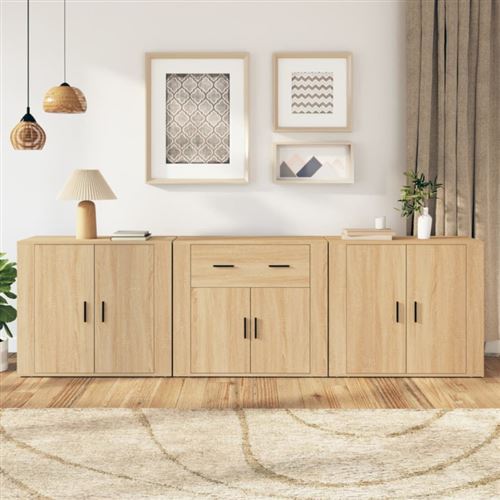 Non Communiqué Chêne Sonoma Buffets 3 Pcs Bois D Ingénierie