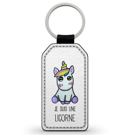 Porte-Clés Fifrelin Noir en Simili Cuir Je suis une Licorne Unicorn