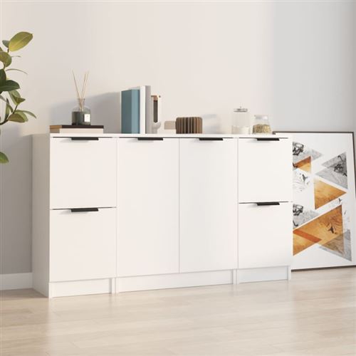 Non Communiqué Blanc Buffets 3 Pcs Bois D Ingénierie